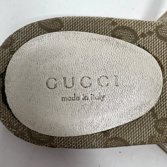 Gucci Monogram Heart Logo Thong Sandals Beige Gold Size EU 38.5 - Picture 6 of 9